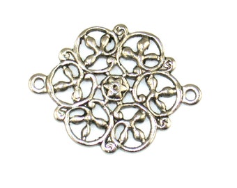 Qty. 3 Sm Flower 2 Ring Connectors  - 19mm