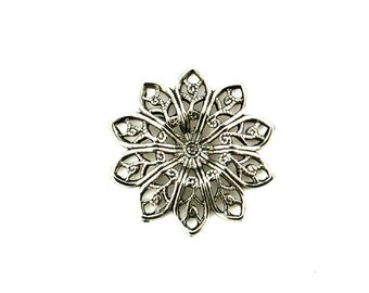 Qty. 4 Sm Filigree Flowers - 19mm - Flatback 29 or 39ss