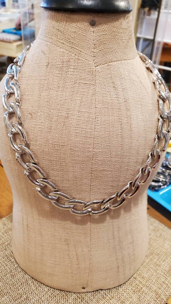 Vintage Monet silver chain heavy.