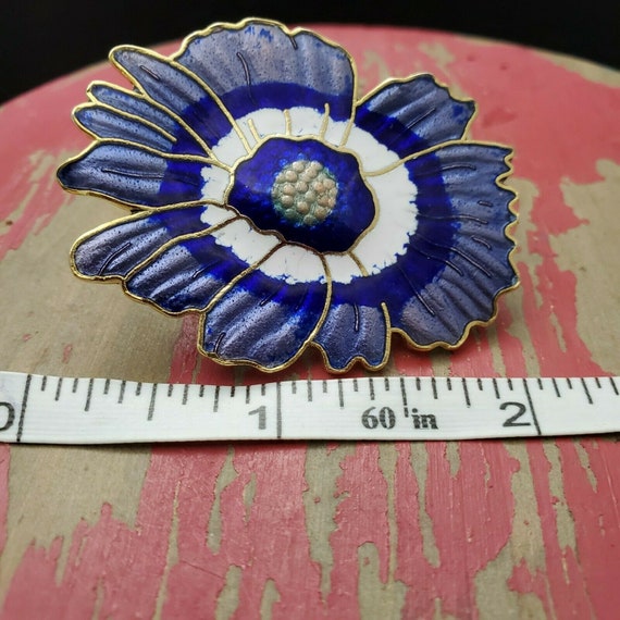 Vintage Pansy Flower Brooch By Fish - image 1