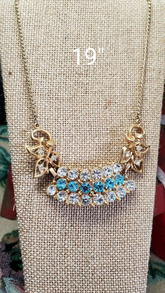 Vintage Aqua Crystal Necklace