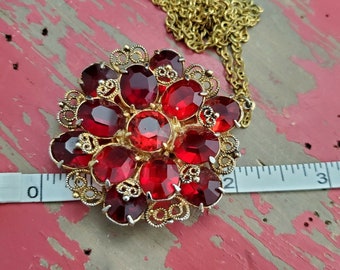 Vintage Red Glass Necklace