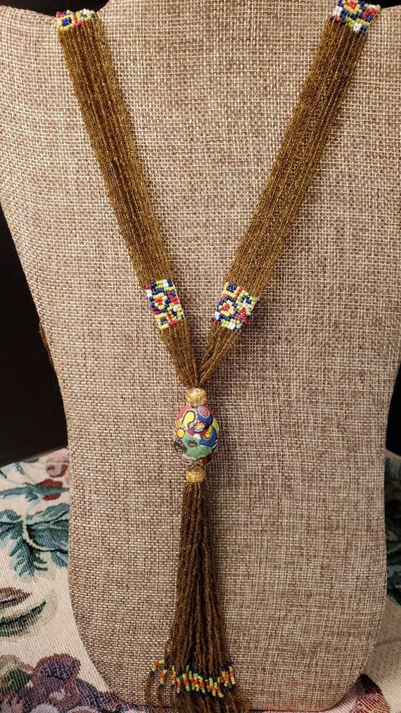 Antique Moretti milifiori flapper necklace - image 6