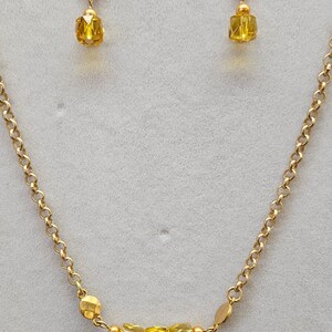 Citrine with Matte Gold Necklace and Earrings Set image 2