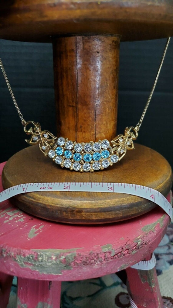 Vintage Aqua Crystal Necklace - image 7