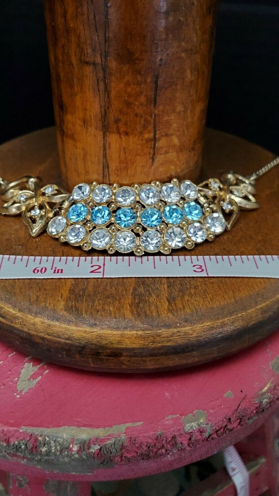 Vintage Aqua Crystal Necklace - image 6