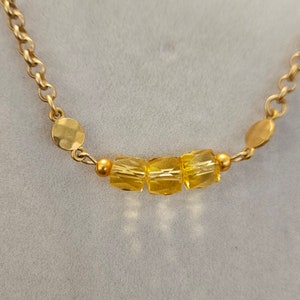 Citrine with Matte Gold Necklace and Earrings Set image 4