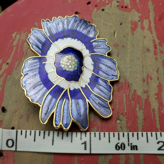 Vintage Pansy Flower Brooch By Fish - image 2