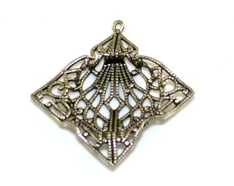 Qty. 2 Filigree Flat Back 35mm Pendants for 18mm Cab