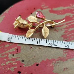 Vintage Avon Rose And Pink Rhinestone Brooch
