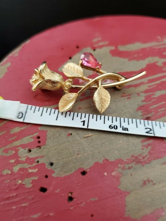 Vintage Avon Rose And Pink Rhinestone Brooch