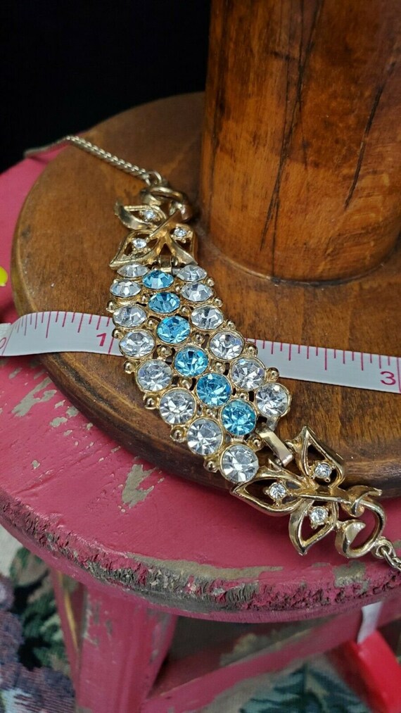 Vintage Aqua Crystal Necklace - image 5
