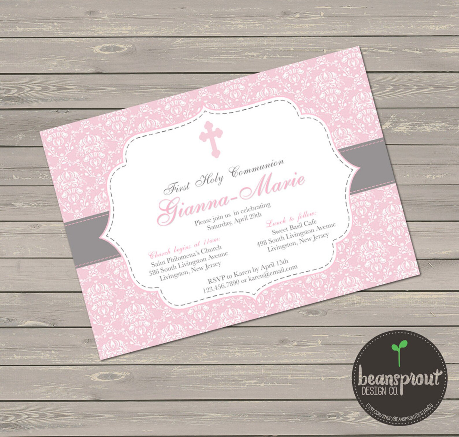 Girl Communion Invitation First Holy Communion Invitation Etsy New