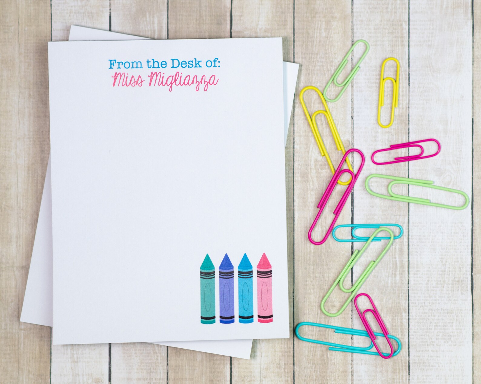 Personalized Teacher Notepad Teacher Notepad Crayon Etsy