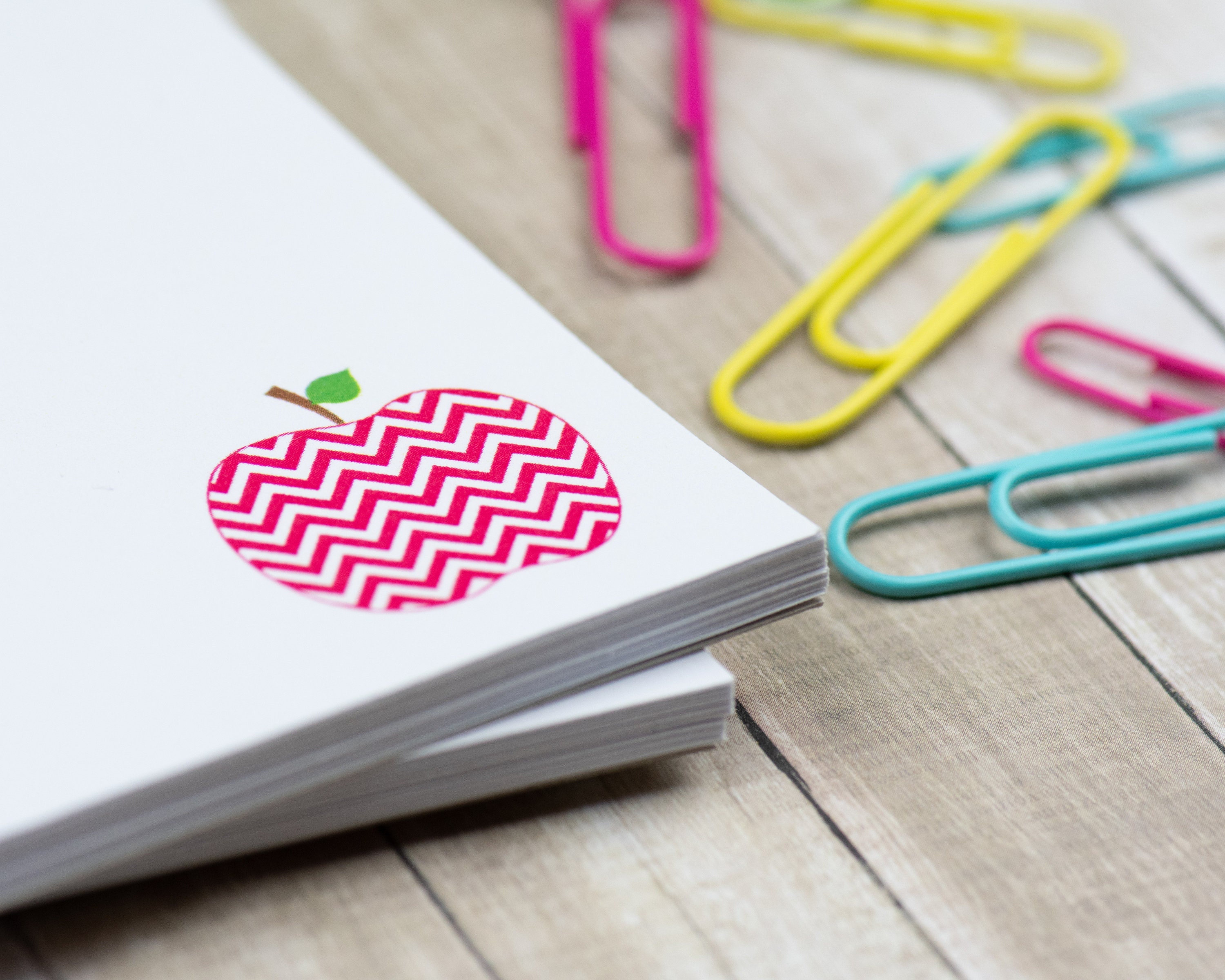 Personalized Teacher Notepad - Teacher Notepad - Chevron Apple - Custom ...