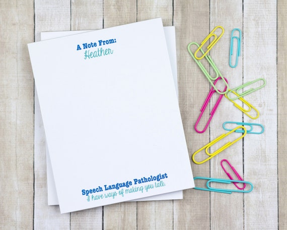 Personalized Speech Notepad - Speech Therapist Gift - Speech Therapy Notepads - Speech Therapy Gift - Speech Gifts - SLP Gifts - Notepad