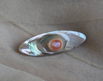 antique raw seashell Edwardian blister pearl brooch pin shell Edwardian Victorian gothic formal abalone carved seashell art deco nouveau