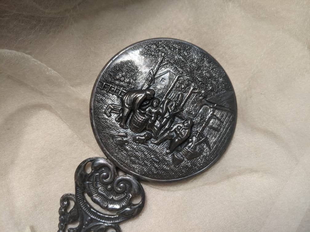 Antique Vintage Silver Plate Denmark Colonial Hand Pocket  display picture 2