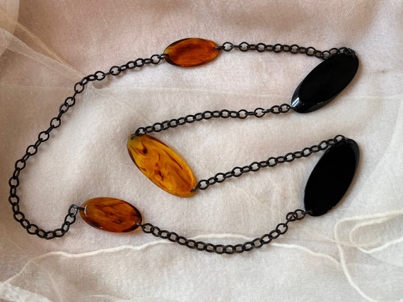 vintage Bakelite black translucent tortoiseshell … - image 3