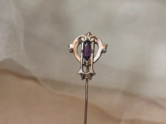 Antique Art Nouveau purple violet amethyst glass … - image 2