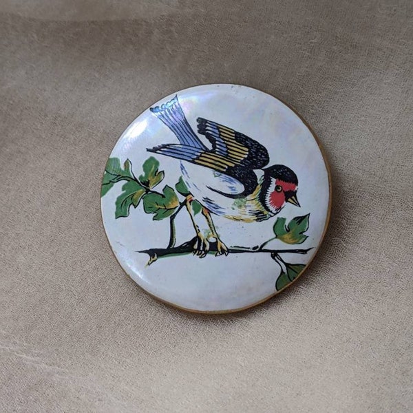 vintage blanc lusterware porcelaine autrichienne Paruline oiseau bouton circulaire broche mariage quelque chose vieux mariage cadeau de fête des mères de mariée