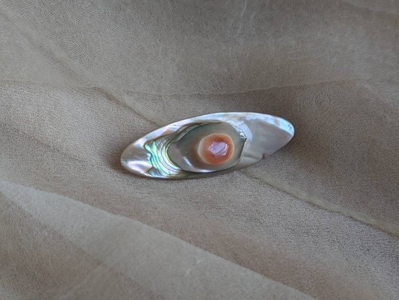 antique raw seashell Edwardian blister pearl broo… - image 1