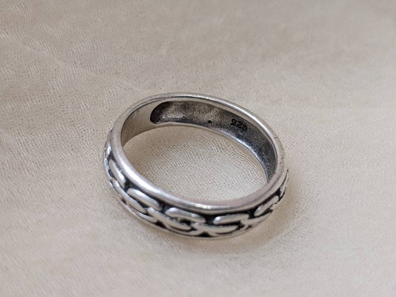 vintage sterling 925 silver chain ring band simpl… - image 6