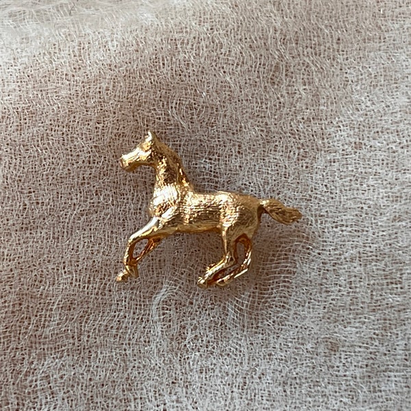 vintage 14k solid gold dainty tiny horse pony scatter pin brooch minimalist small mini nature equestrian boho something old bride bridal