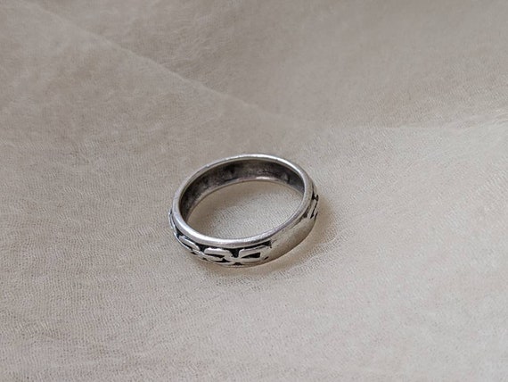 vintage sterling 925 silver chain ring band simpl… - image 4