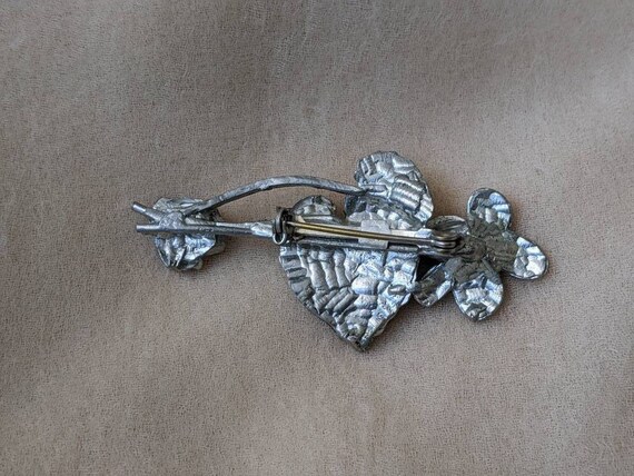 vintage pewter tone realistic floral iris orchid … - image 4