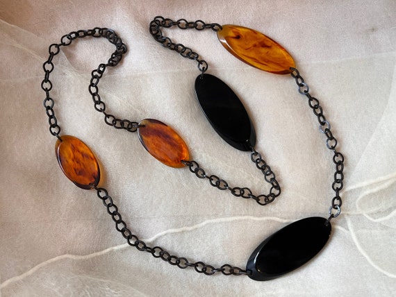 vintage Bakelite black translucent tortoiseshell … - image 1