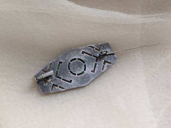 vintage art deco geometric brooch pin marcasite f… - image 7