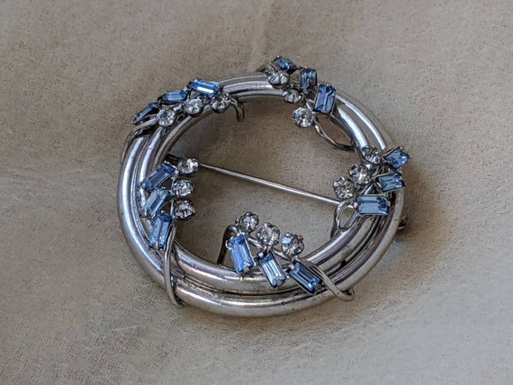 vintage Carl-Art sterling silver blue rhinestones… - image 3
