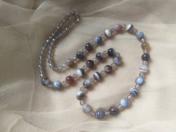 vintage gray white brown banded colorful agate ca… - image 2