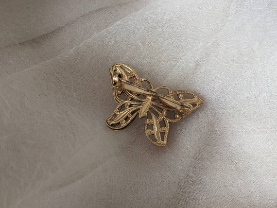 vintage Napier gold open work filigree brooch pin… - image 3
