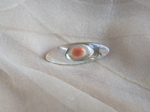 antique raw seashell Edwardian blister pearl broo… - image 2