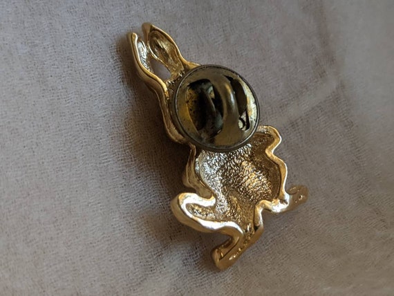 vintage gold plate rabbit bunny pin brooch blue r… - image 7