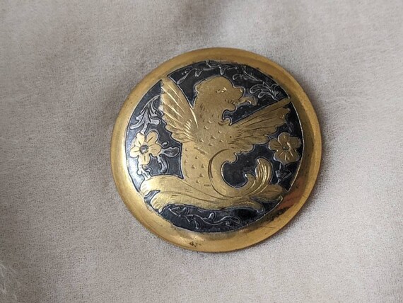 antique damascene engraved wings bear ornate broo… - image 5