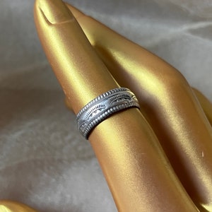 vintage sterling silver thick wide rope twisted band ring ornate tribal classic style gift Celtic thumb men&#39;s jewelry witch wicca