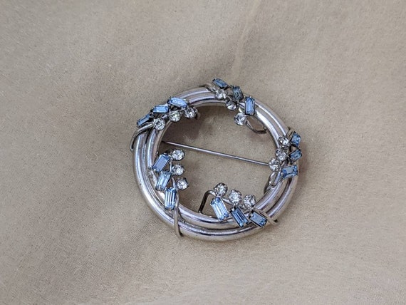 vintage Carl-Art sterling silver blue rhinestones… - image 2