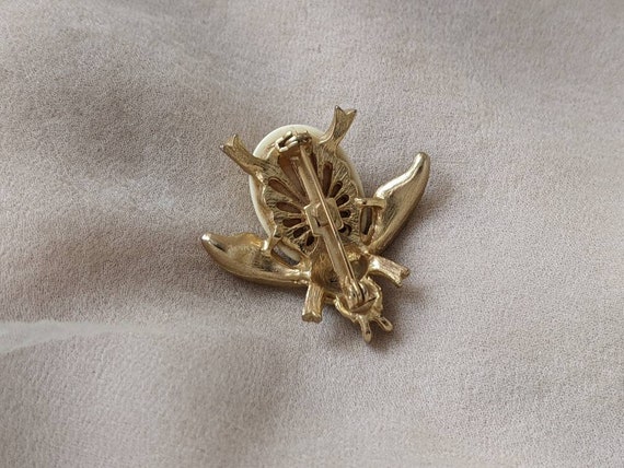 vintage bee cicada insect brooch pin cream gold o… - image 4