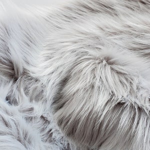 Platinum silver faux fur 2" pile, silver fur fabric, gray fur craft squares, gray fursuit fur, gray fake fur, gray faux fur, light gray fur