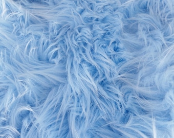 Baby blue faux fur, 2" pile, pastel blue fur craft squares, blue fursuit fur, baby blue cosplay fur, baby blue fake fur, baby blue fur