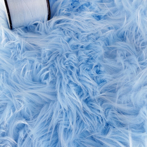 Baby blue faux fur, 2" pile, pastel blue fur craft squares, blue fursuit fur, baby blue cosplay fur, baby blue fake fur, baby blue fur