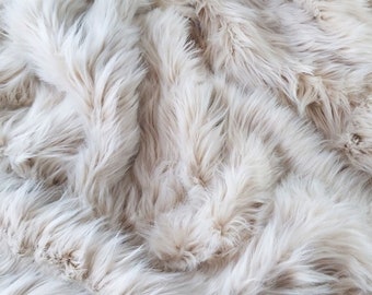 Cream latte faux fur 2" pile, tan fur, beige fur, cream fur fabric craft squares, fursuit fur, fake fur, shag fur, cosplay fur, cream fur