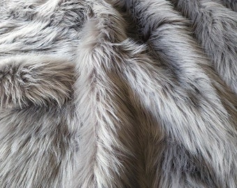 Silver faux fur 2" pile, silver fur fabric, gray fur craft squares, gray fursuit fur, gray fake fur, gray faux fur, light gray fur