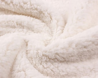 Sherpa faux fur fabric, ivory sherpa, by the yard sherpa fabric, half yard sherpa fabric, cream sherpa, off white sherpa