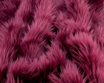 Maroon faux fur 2" pile, maroon fur fabric craft squares, maroon fursuit fur, burgundy fur, maroon shag fur, maroon fur, burgundy faux fur