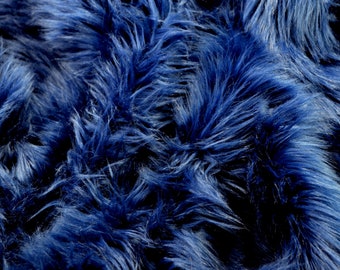 Blue teddy faux fur fabric by the metre - 2R357 Blue 