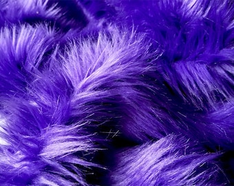 Purple faux fur 2" pile, purple fur, purple fur fabric craft squares, purple fursuit fur, royal purple shag fur, purple fur